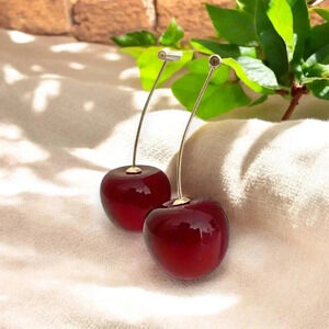 🆕️Trendy Durable Fun Resin Cherry Fashion Stud Earrings – Cute & Stylish